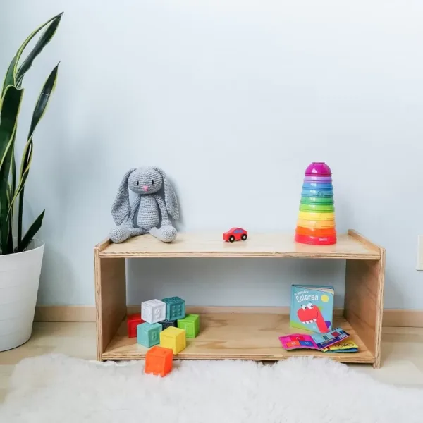 Estante montessori de madera natural para bebé
